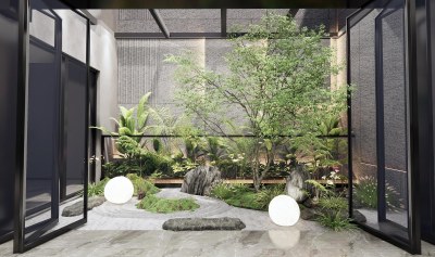 现代中庭植物景观造景3D模型下载